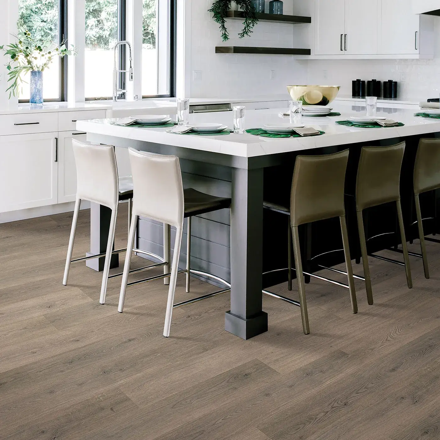 33619_958_room Mohawk Laminate in a rich reddish-brown wood color in a kitchen | Myers Flooring of Nashville
