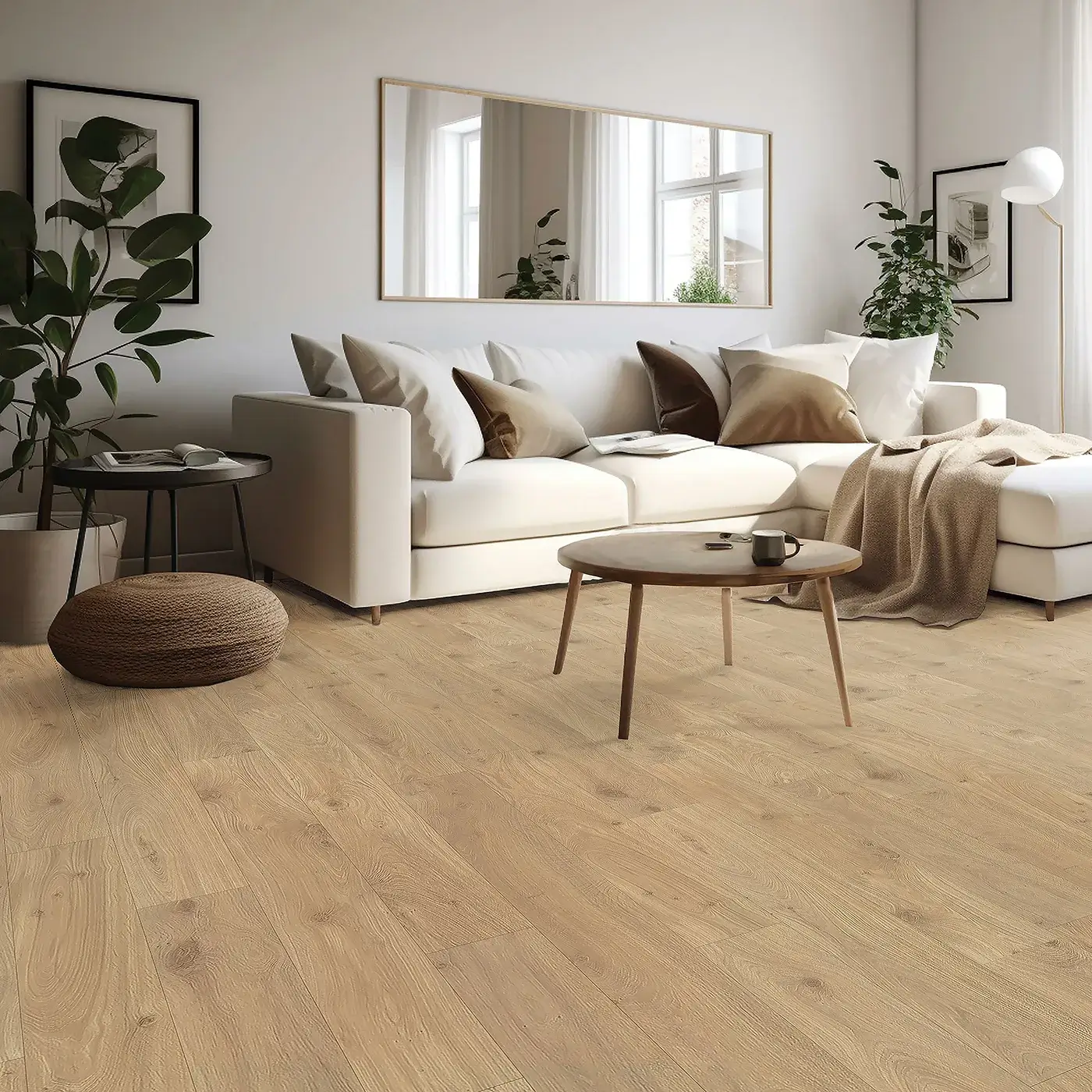 33629_132_room Mohawk Laminate in a warm light brown wood tone in a living room | Myers Flooring of Nashville
