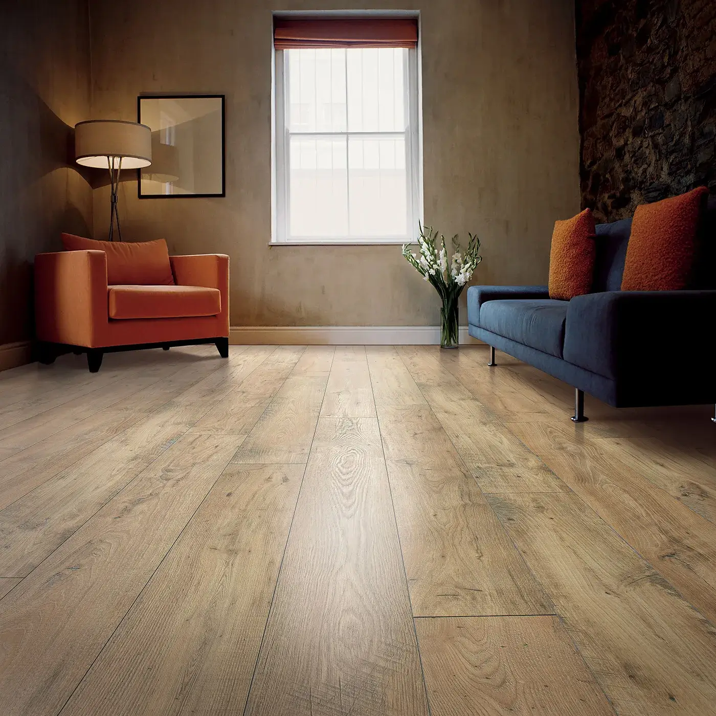 33633_01w_room Mohawk Laminate in a warm light brown wood tone in a living room | Myers Flooring of Nashville