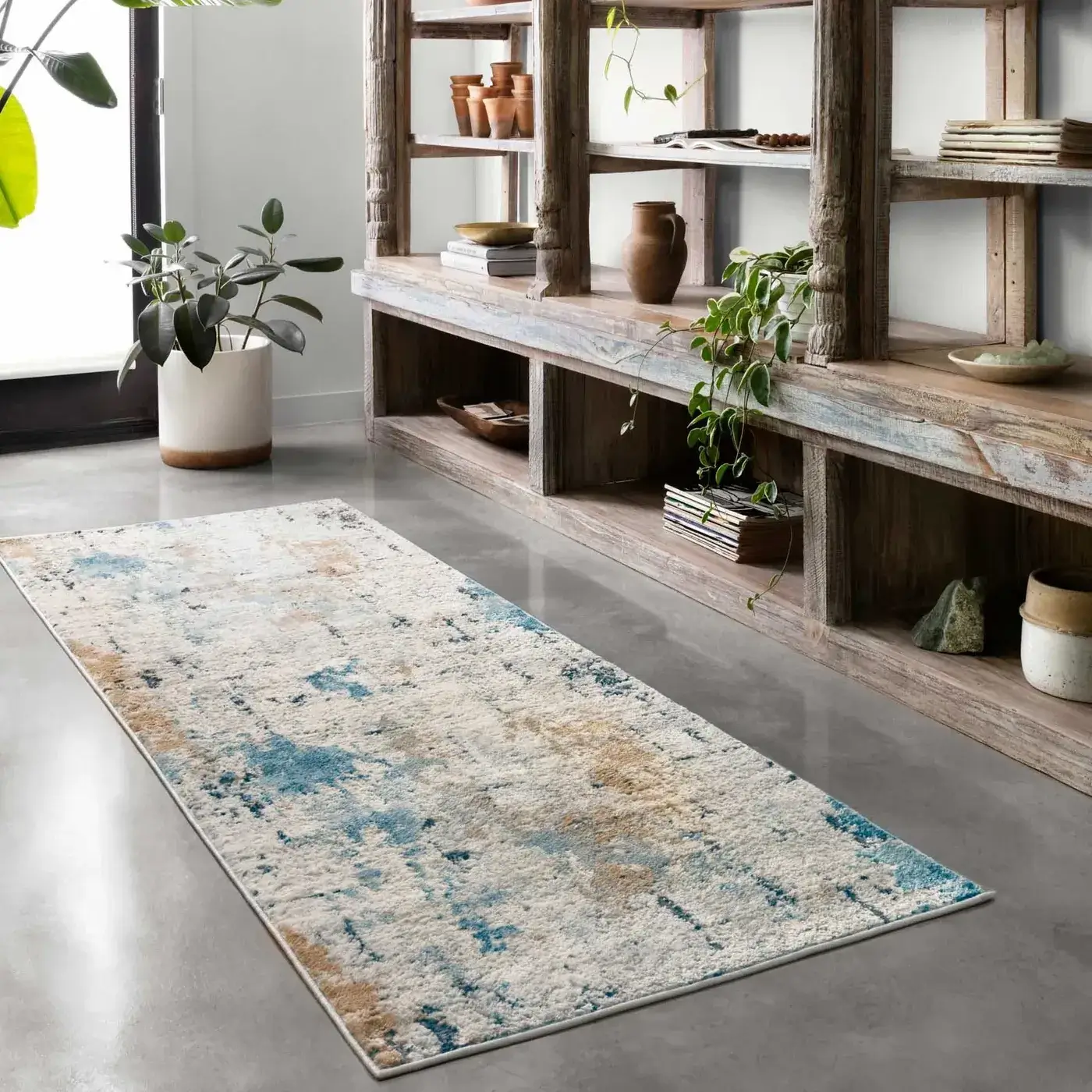 ALCHALC-01SNSL__5Broomscene_5D_3_1400x Loloi area rug in a distressed white, blue, and brown abstract pattern | Myers Flooring of Nashville
